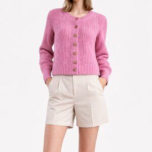 CHELSEA & THEODORE BUTTON FRONT KNIT CARDIGAN SWEATER PINK NWOT SIZE M